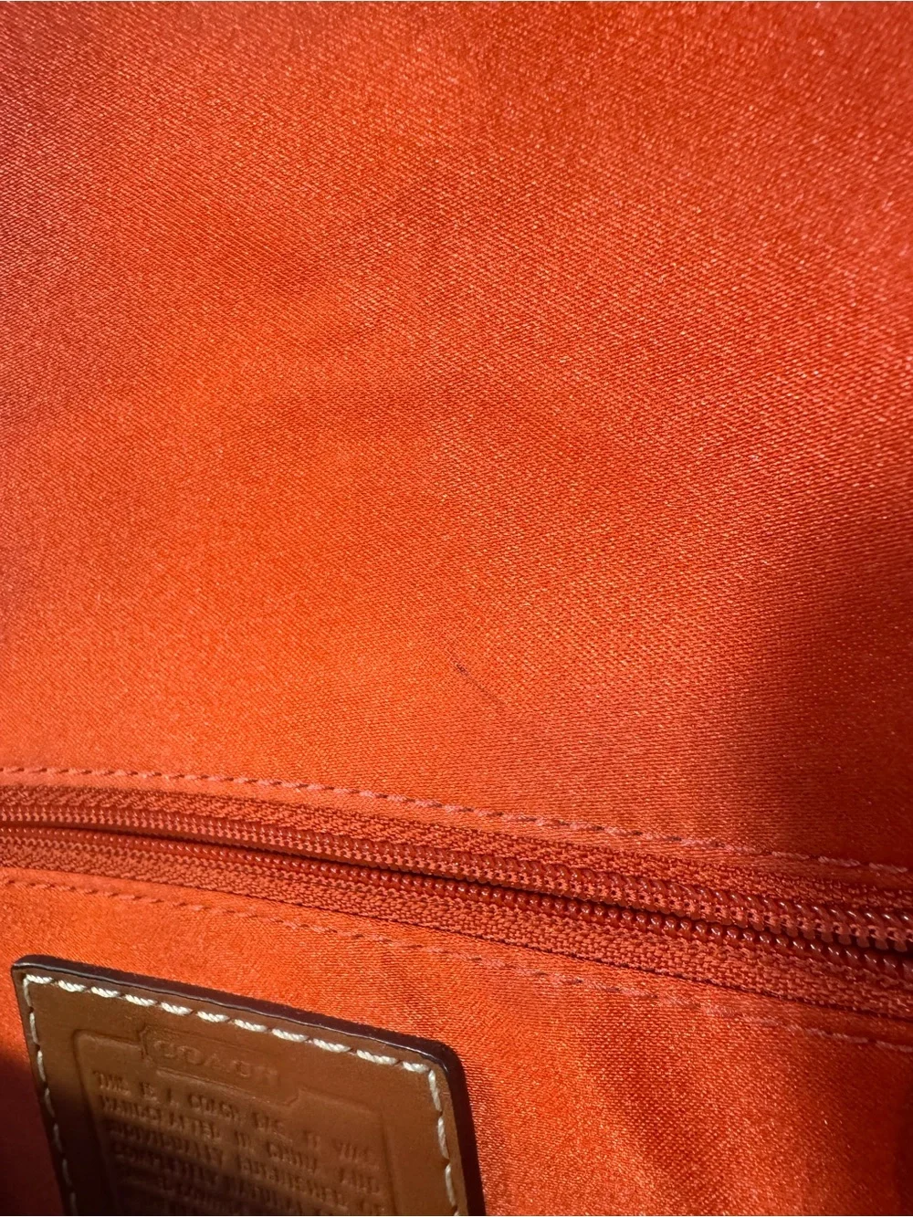 Coach Hampton Signature Embossed Leather Satchel -Cream with Saddle Brown Trim - Picture 14 of 16